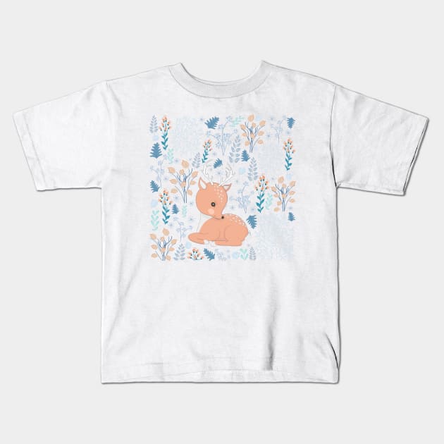 Whimsical Deer Kids T-Shirt by CraftyBeeDesigns